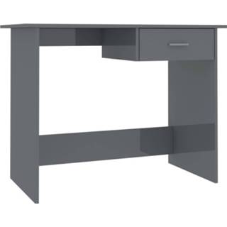 👉 Bureau grijs steigerhout Vidaxl 100x50x76 Cm Spaanplaat Hoogglans 8719883739540