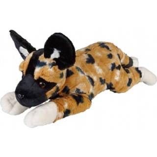 👉 Knuffel bruine pluche polyester bruin kinderen Afrikaanse wilde hond/hyenahond 60 cm - Hyenahonden dieren knuffels Speelgoed voor 8720147797077