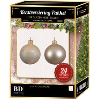 👉 Kerstbal parel glas crème 24 Stuks Mix Glazen Kerstballen Pakket Licht Parel/champagne 6 En 8 Cm - 8720147543193