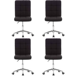 👉 Eetkamerstoel zwart stof Vidaxl Eetkamerstoelen 4 St 8719883830964