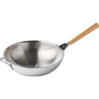 👉 RVS wit O'wok Pan Met Grillrek - Mastrad 3485990638001