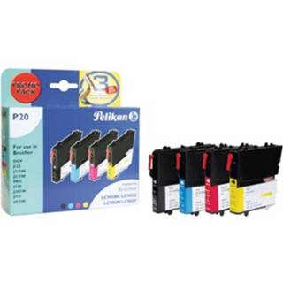 👉 Pelikan Inktcartridges 4-pack P20 (4106902) Compatibel met Brother LC985, 4 kleuren