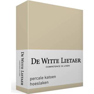 👉 Katoenen hoeslaken witte beige katoen Percal De Lietaer Percale - 100% 2-persoons (140x200 Cm) Sand 5410156529389
