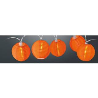 👉 Lampion oranje Feestelijke Lichtslinger Met 10 Lampjes In Gekleurde Lampionnen Rond 8718158569479