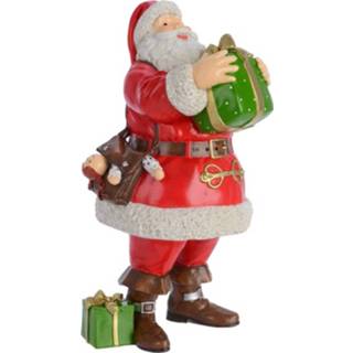 👉 Kerstbeeld polyresin multikleur Kerstbeeldjes Kerstman Beeld Met Cadeautje 23 Cm - Kerstbeelden 8719538396203