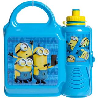 👉 Broodtrommel blauw geel kunststof Stor Met Drinkfles Minions Blauw/geel 2-delig 5050565274403