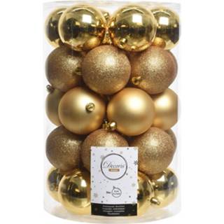 👉 Kerstversiering gouden kunststof goudkleurig 34x Kerstballenset - 8 Cm Kerstbal 8719538395398