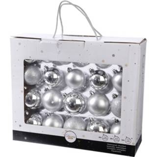 👉 Kerstversiering zilveren kunststof zilverkleurig Kerstballen Set - 42 Delig Van 8719538395497