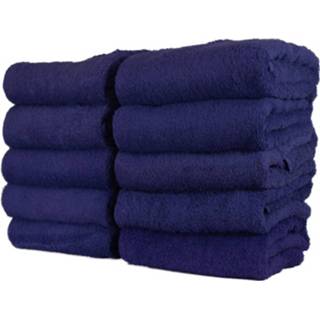 👉 Handdoek blauw katoen Hotel - Set Van 3 Stuks 70x140 Cm Donkerblauw 8719748001584