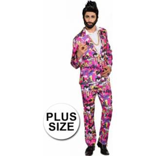 👉 Roze polyester mannen Big size discopak