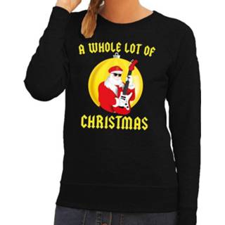 👉 Sweater zwart katoen XL vrouwen Foute Kersttrui / A Whole Lot Of Christmas Voor Dames - Kerstman Angus Met Gitaar (42) 8719538772755