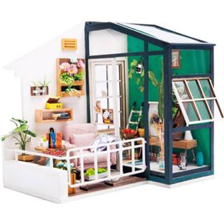 👉 Poppenhuis houten hout multikleur Robotime Balkon Dagdromen Dgm05 - Modelbouw Mini Met Led Licht Diy 8718274547450