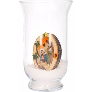 👉 Vaas glas rood Kerst Woondecoratie Met Heilig Beeldje 8719538320284