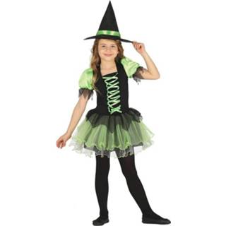 👉 Groen zwarte meisjes Carnavalskostuum groen/zwarte heks voor