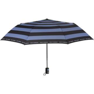 👉 Paraplu blauw zwart kunststof vrouwen Perletti Mini 96 Cm Automatisch Strepen Dames Blauw/zwart 8719817594252