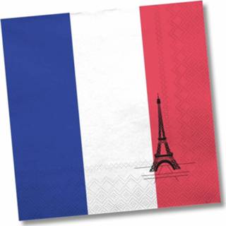 👉 Vlag papier multikleur 100x Stuks Frankrijk Franse Vlaggen Thema Servetten Van 33 X Cm. Landen 8720147858891