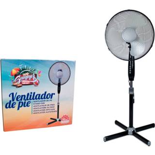 👉 Staande ventilator zwart metaal Gerimport - 40cm 45w In Hoogte Verstelbaar 3 Snelheden 8430540643597