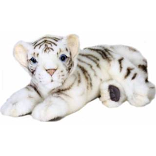 👉 Knuffel witte pluche wit Hansa Tijger Pup Liggend 26 Cm 8718758694953