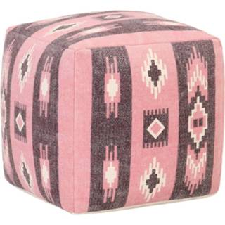 👉 Poef roze katoen Vidaxl Met Gedrukt Ontwerp 45x45x45 Cm 8719883818979