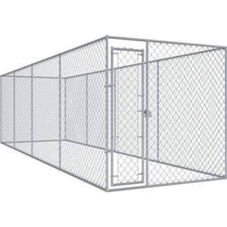 👉 Hondenkennel staal zilverkleurig Vidaxl Voor Buiten 760x192x185 M 8719883682952