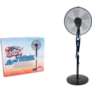 👉 Staande ventilator zwart kunststof Gerimport - 40cm 60w 1.25m Hoog 3 Snelheden Met Timer 8430540649018