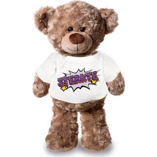 👉 Teddyberen knuffel wit pluche katoen multikleur Sterkte Teddybeer 24 Cm Met Pop Art T-shirt - / Cadeau Knuffelbeer 8720147906066