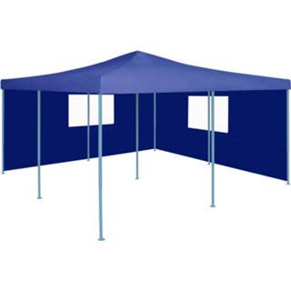 👉 Zijwand blauw stof Vidaxl Prieel Inklapbaar Met 2 Zijwanden 5x5 M 8719883800547