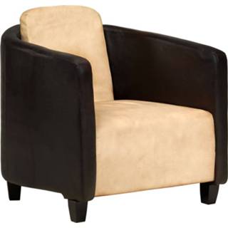 👉 Fauteuil zwart leer leder bruin Vidaxl Echt Tan En 8719883610559