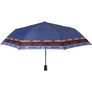 👉 Blauw kunststof Perletti Mini-paraplu Smile Sparkle Shine 96 Cm Fiberglas 8719817666690