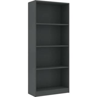 👉 Boekenkast grijs steigerhout Vidaxl Met 4 Schappen 60x24x142 Cm Spaanplaat 8719883869223