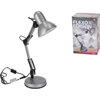 👉 Bureaulamp zilver metaal zilverkleurig Gerimport - Edison E27 Max 40w Buro Kantoor Verlichting 8430540835831