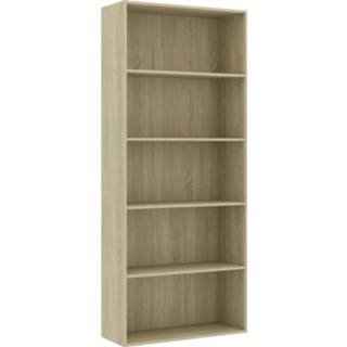 👉 Boekenkast eiken steigerhout bruin Vidaxl Met 5 Schappen 80x30x189 Cm Spaanplaat Sonoma 8719883816241