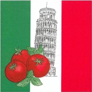 👉 Servet papieren papier multikleur 150x Italie Landen Thema Servetten 33 X Cm - Wegwerp Servetjes Italiaanse Versieringen/decoraties 8720147854626
