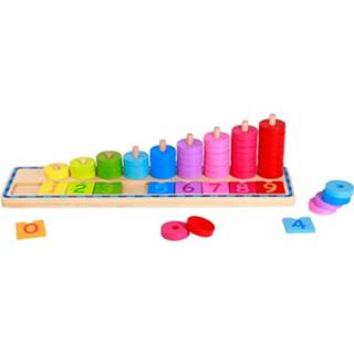 👉 Hout multikleur Tooky Toy Stapelspel Regenboog 43 X 12 Cm 56-delig 6970090041044