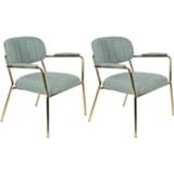 👉 Loungestoel groen goudkleurig stof metaal 24designs Arliss Lounge Stoel Armleuningen - Set Van 2 Lichtgroen 8720195951360