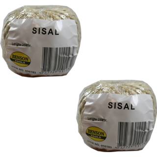 👉 Bruin touw 6 Rollen Van Sisal Lichtbruin - 25 Meter 100 Gram Op Rol Inpaktouw / Hobbytouw Voor Klussen 8720276212823
