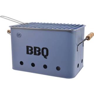 👉 Blauwe Grote mat lichtblauwe barbecue/bbq emmer 33 x 21 cm rechthoekig