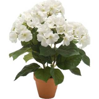 👉 Kunstplant wit witte kunststof Hortensia In Terracotta Pot 40 Cm - Kamerplant 8720276060349