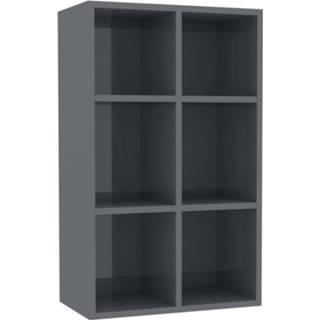 👉 Boekenkast grijs steigerhout Vidaxl Boekenkast/dressoir 66x30x97,8 Cm Spaanplaat Hoogglans 8719883675114