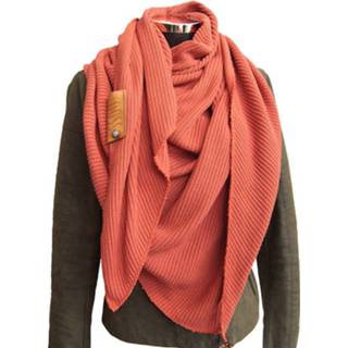 👉 Katoen terracotta volwassenen driehoekige sjaal nederlands unisex oranje Qoss Gebreide Driehoeksjaal Incl. Steentje