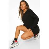 👉 Petite Gebreide Trui Jurk Met V-Hals, Black