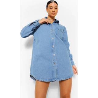 👉 Fray Hem Oversized Shirt Dress, Dark Blue