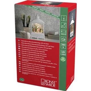 👉 Schakelaar wit Konstsmide 4396-200 LED-lantaarn Kerstmannen met vogels LED Watergevuld, Timer, Besneeuwd, 7318304396204