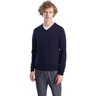 👉 XL male blauw Merino Wool V-Neck Jumper