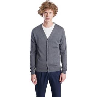 👉 XL male grijs Merino Button Cardigan