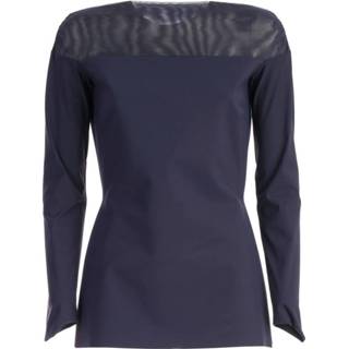 👉 Vrouwen blauw Maglia M/L Scollo Barca Tulle Collo