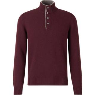 👉 Sweater male rood Button Neck