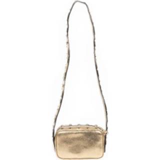 👉 Leather onesize vrouwen geel bag with shaped shoulder strap