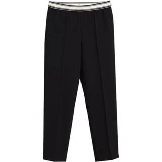 👉 Broek l vrouwen zwart Vlad straight 7/8 trousers with elasticated waist