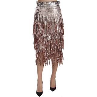 👉 Pencil vrouwen grijs Sequin Embellished Fringe Midi Skirt